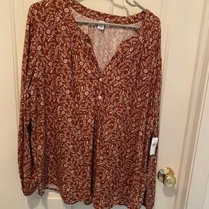 Old navy rust long sleeve floral blouse